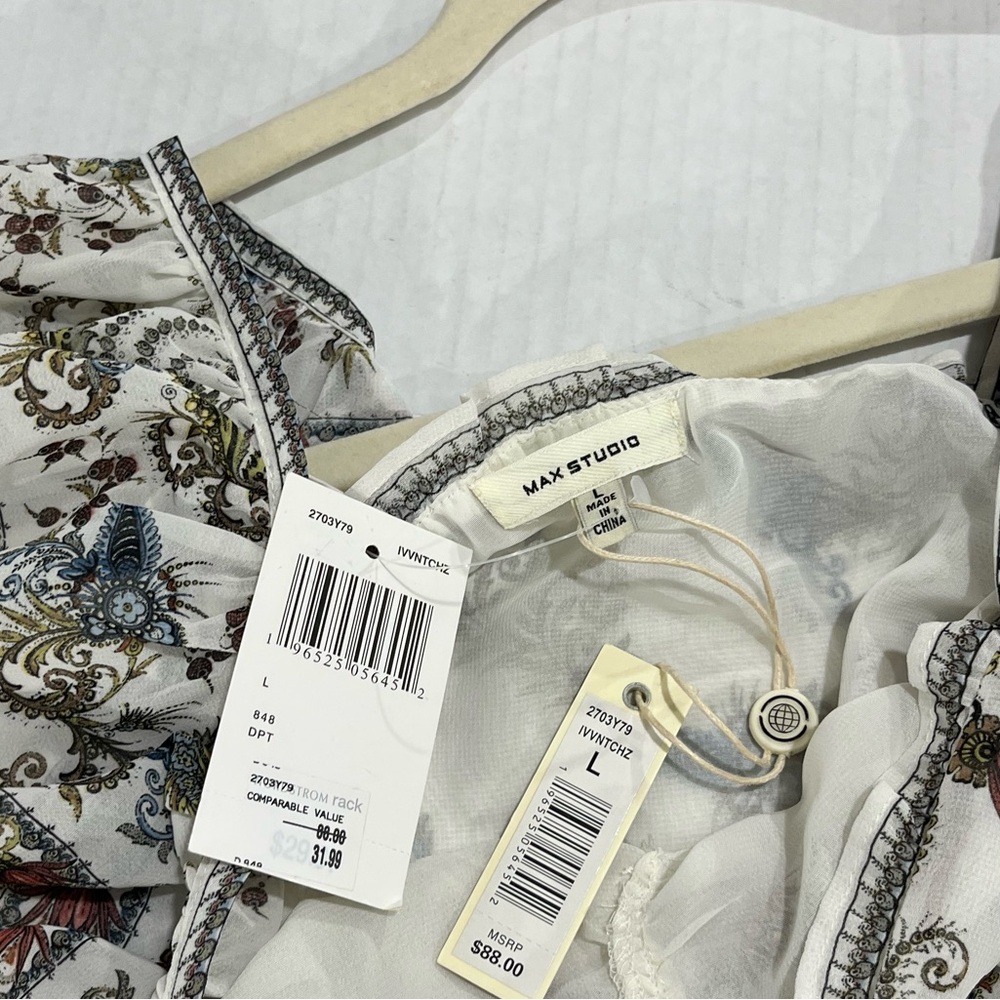 MAX STUDIO RUFFLE SLEEVE TOP NEW WITH TAG - Picture 5 of 16
